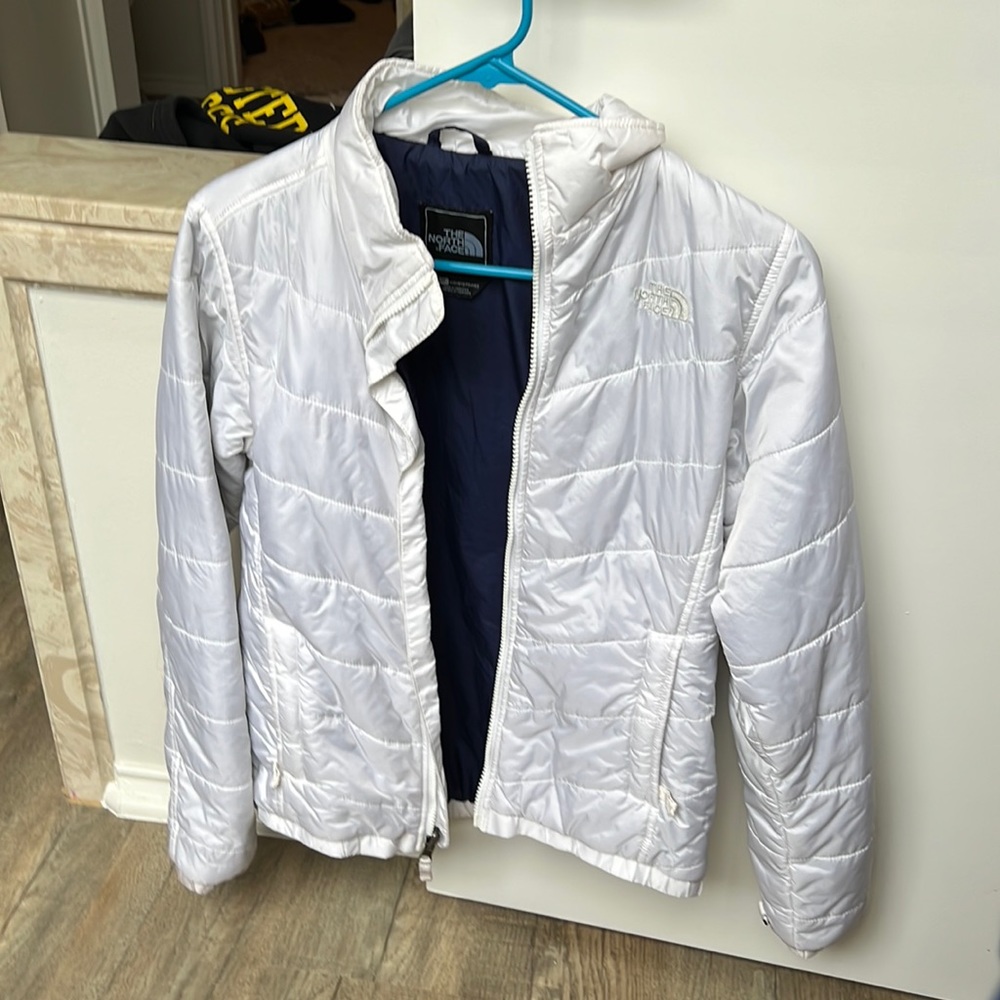 North Face white slim puffer